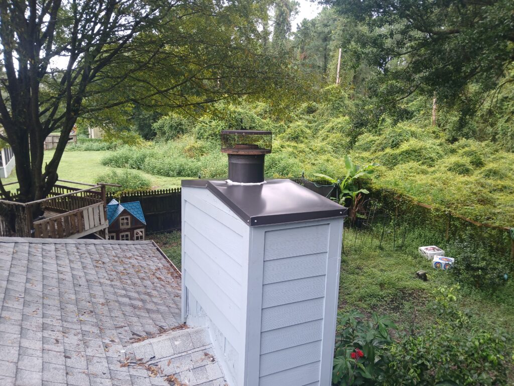 Chimney Pans customized by Top 904 Gutters in St. Marys, Georgia.